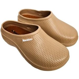 Tuinklompen voor dames, instappers, brede pasvorm, comfortabele schoenen, uitneembare binnenzool, boerderij, verpleegster, camping, zomer, Latte, 37 EU