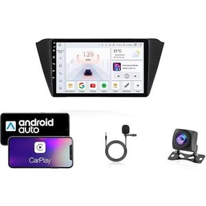 9 Inch Autoradio Compatibel voor Skoda Fabia 2015-2019 met GPS Navigatie CarPlay Android Auto Acht-Core 4G Bluetooth WiFi MirrorLink Stuurwiel Afstandsbediening(T2 4 Core Wifi 2G+32G)