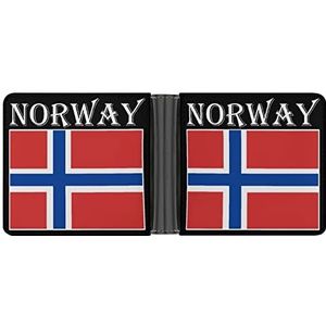 Noorse vlag heren lederen portemonnee minimalistische blokkerende tweevoudige portefeuilles slanke portemonnee met 6 creditcards