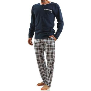 SESTO SENSO Heren Pyjama Set Lange Mouw Broek Met Zak Katoen Top & Bottom Nachtkleding M Granat