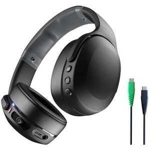 Skullcandy Crusher Evo Draadloze over-ear koptelefoon met Sensory Bass, een accuduur van 40 uur, microfoon, ondersteuning voor iPhone/Android- en Bluetooth-apparaten – Zwart