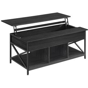 VASAGLE Salontafel, in hoogte verstelbare woonkamertafel, koffietafel, open en verborgen opbergruimte, X-stangen, 60 x 120 x (48-62) cm, vintage antracietgrijs-zwart, LCT215B22