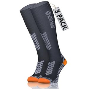 sesto senso 3 paar compressiekousen, sport, dames en heren, uniseks, kleurrijk, hoge sportsokken, hardloopsokken, 3-pack - grafiet, 43/47 EU