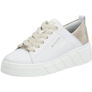 Rieker - Lage witte sneakers met halfsleehak en gouden veters, Wit, 41 EU