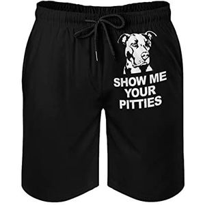 Show Me Your Pitties Pitbull Zwembroek voor heren, bedrukte boardshorts, strandshorts, badmode, badpakken met zakken, M