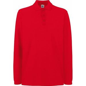 Fruit of The Loom Uniseks polo premium lange mouwen, rood, 3XL