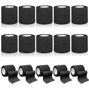 Aevcvok 15 rollen zelfklevend verband, 5 x 4,5 m, cohesieve bandage, zelfklevend verband voor huisdieren, elastische band voor sport, pols, enkels, vingers (zwart)