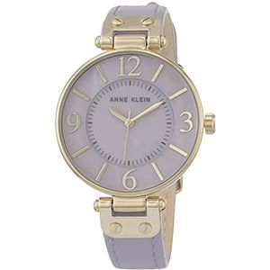 Anne Klein Women's Japanese Quartz Dress Watch with Leather Strap, Purple, 12 (Model: 10/9168LMLV)