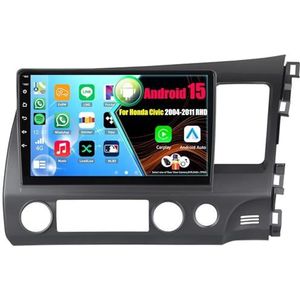 Android 15 Autoradio Voor Honda Civic 2004-2011 RHD met Draadloze Carplay Android Auto, 9 Inch Autoscherm Soporta Bluetooth WIFI GPS FM/RDS(8Core(4+64GB))