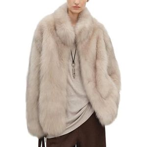 HGKPFGTG Dames Imitatiebont Jas Slim Fit Mode Opstaande Kraag Lange Mouwen Pluizig Elegant Fuzzy Winterjasje,Camel,L
