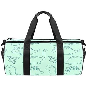 Handgetekende icoon patroon reizen duffle tas sport bagage met rugzak draagtas gymtas voor mannen en vrouwen, Kleurrijk handgetekende dinosauruspatroon, 45 x 23 x 23 cm / 17.7 x 9 x 9 inch