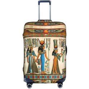 OdDdot Geel grijs zwart geruite print stofdichte koffer beschermer, anti-kras koffer cover, reizen bagage cover, Vrouwen in het oude Egypte, L