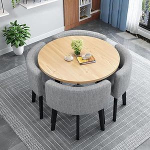 XIANGLV Eettafelset voor 4 vergaderzalen tafel ronde tafel en stoelen eetkamer tafel set voor 4 kleine ronde eettafel ronde keukentafel cirkel keukentafel (A25,90x90x75cm)