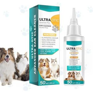 DZAY Oorreiniger voor honden, 50 ml hondenoorreiniger, oormijt hond, oordruppels voor honden, voor honden en katten, bij oorontstekingen, jeuk en irritatie, oorverzorging, oorhygiëne