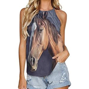Horse Tanktop voor dames, zomer, mouwloos, T-shirts, halter, casual vest, blouse, print, T-shirt, XL