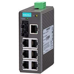 Unmanaged Ethernet switch with 6 10/100BaseT(X) ports, and 2 100BaseFX multi-mode ports with ST connectors, -40 to 75°C operating temperature