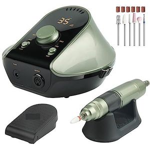 Nagelvijl elektrisch, Elektrische nagelboormachine, 45000 RPM professionele snijders manicureset for acrylnagels Manicuresalon, geluidsarme nagelvijl for pedicure(Army green)