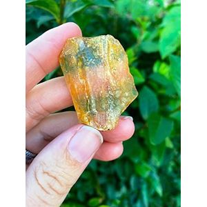 Energy Balance Spirit Stone Natuurlijke Geel Amber Calcite Rough Crystal Gemstone Collectie Ruwe Rock Mineral Specimen Cure Home Decor voor ontspanning en stress (Size : 40-50g)