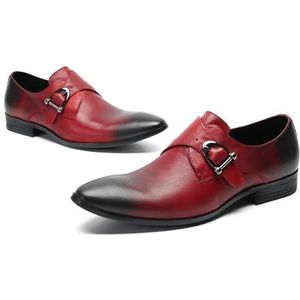 ZZveZZ Heren Casual Roodbruine Retro Lederen Schoenen For Heren (Color : Red, Size : 39 EU)