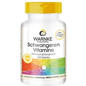 Zwangerschapsvitaminen - 200 tabletten voor 9 maanden, 13 micronutriënten per tablet, veilige dosering | Warnke Vitalstoffe - Duitse apothekerskwalitei