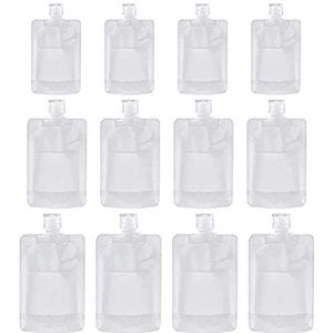 Enkomy 12 stuks draagbare reizen vloeibare make-up verpakkingszak, transparante plastic clamshell verpakkingszak, navulbare lege knijpzak