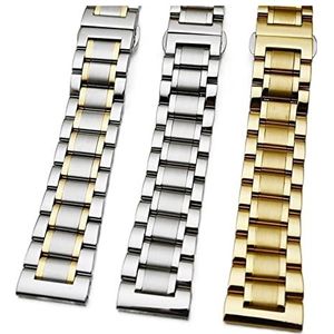 INEOUT RVS Horloge Band Strap 12/14/16/18/19/20 / 21/22/23 / 24mm Heren Solid Metal Armband Silver Black Gold Compatibel met Quartz Watch (Color : Silver rose gold, Size : 17mm)