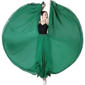 Flamencorok for vrouwen 180/360/540/720 graden volle cirkel swingrok Spaanse danskostuum Volwassen vloeiende geplooide gelaagde rok for optredens Halloweenfeest Rode krijt thema-outfit(Greener_360)