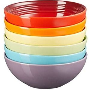 Le Creuset Aardewerk set van 6 ontbijtkommen, 650 ml, Regenboog