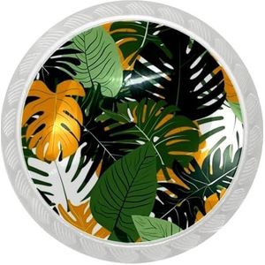 Elegante ronde transparante kast knop set, veelzijdige handgrepen voor kast ijdelheden kasten, tropische bladeren patroon