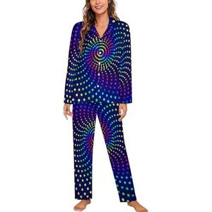 Abstracte Regenboog Lange Mouw Pyjama Sets Voor Vrouwen Klassieke Nachtkleding Nachtkleding Zachte Pjs Lounge Sets