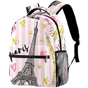 Rugzak Lichtgewicht Dagrugzak voor Shool Eiffeltoren Paris Roze