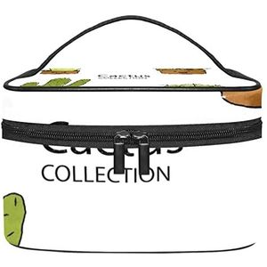 Leuke Cactus Glimlachen Set Make-up Organizer Bag, Reizen Make-up Tas Organizer Case Draagbare Cosmetische Tas voor Vrouwen en Meisjes Toiletartikelen, Meerkleurig, 22.5x15x13.8cm/8.9x5.9x5.4in
