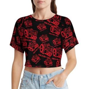 Rode tractor korte mouwen T-shirt vrouwen grafische print crop shirt T-shirt lek navel