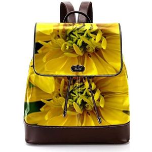 Gepersonaliseerde schooltassen boekentassen voor tiener gele bloem en bij, Meerkleurig, 27x12.3x32cm, Rugzak Rugzakken