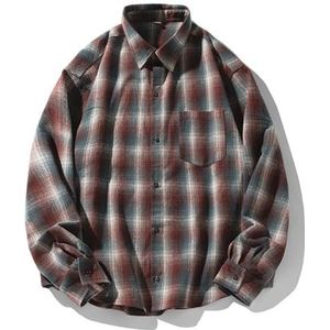 Vintage geruit overhemd gy-9093, Wijn Rood, M