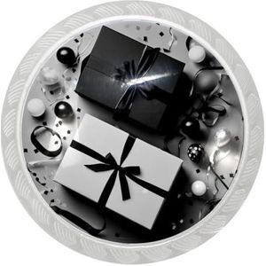 lcndlsoe Elegante ronde transparante kastknop, set van 4, voor kasten, ijdelheden en kasten, zwart-wit cadeau