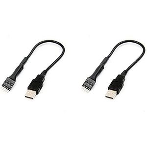 2Pcs 20cm 9 Pin Male to External USB a Male PC Mainboard Internal Data Extension Cable