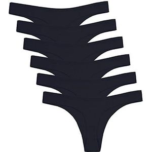 ABClothing Katoenen bikini-ondergoed, 6 stuks, verschillende kleuren, zwart 6 stuks, L