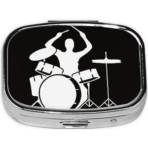 Mini vierkante pillendoos, medicijnorganizer, draagbare EHBO-doos, reispillendoos met 2 vakken, kleine pillendoos voor zak of portemonnee