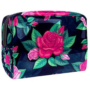 Gele Vogels Make-up Bag Rits Pouch Travel Cosmetische Organizer voor Vrouwen en Meisjes, Multi kleuren 10, 18.5x7.5x13cm/7.3x3x5.1in, Schoonheidskoffer