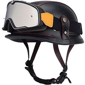 Motorhelm, ECE-certificering Vintage stijl Geschikt for mannen en vrouwen Cruiser Scooter Touring Helm E,XXXL = 63-65CM(D,XXXL=6365CM)