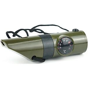 HUIOP 7-in-1 noodfluit Multifunctionele buitenveiligheidsfluit met kompas Signaalspiegel LED-licht voor kamperen Wandelen Survival Varen Vissen,Fluit