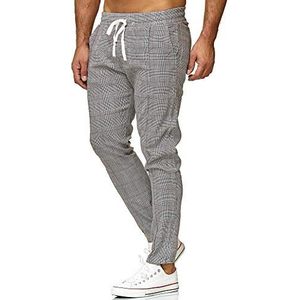 Redbridge Chino-broek voor heren, vrijetijdsbroek, geruit met elastische tailleband, joggingbroek, casual, grijs, S