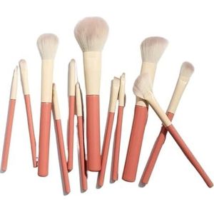 Make-upborstels, Blushkwast, Make-upborstelset, Make-upborstels, Make-upborstelset Borstelharen Zacht 12 stuks Blush Losse Borstel Schoonheid Make-up Gereedschap Losse Borstel Volledige Set(Pink)