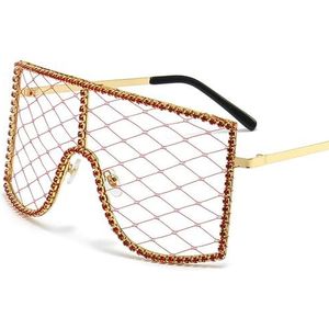 GALSOR Kleurrijke feestbril DIY mesh gepersonaliseerde bril dames feest bal diamanten zonnebril decoratie bril (kleur: 1, maat: één maat)