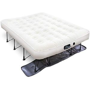 Ivation EZ-Bed (Queen) opblaasbaar matras met frame en wieltjeskoffer, automatische uitschakeling bij het gewenste comfort, comfortabele slaapoppervlakte