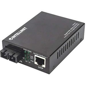 Intellinet Gigabit PoE + mediaconter SC singlemode 20 km, 508209, zwart, 10/100/1000 mbit/s