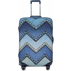 CARRDKDK Gradiënt blauwe denim bedrukte kofferhoes, bagagebeschermer kofferhoes, individuele bagagehoezen met hoge elasticiteit (S, M, L, XL), Gradiënt Blauw Denim, XL(37.2''H x 27.7 ''W)