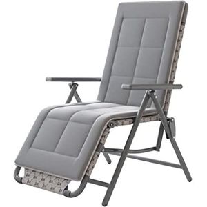 GEIRONV Rocker Fauteuil, Tuinmeubilair Opklapbed 10 Posities Verstelbare Stoel Strand Zwembad Patio Camping Ligstoel Fauteuils (Color : Khaki, Size : With pad)