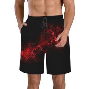 PHTZEZFC Explosion Burst Red Black Print strandshorts voor heren, zomershorts met sneldrogende technologie, licht en casual, Wit, M